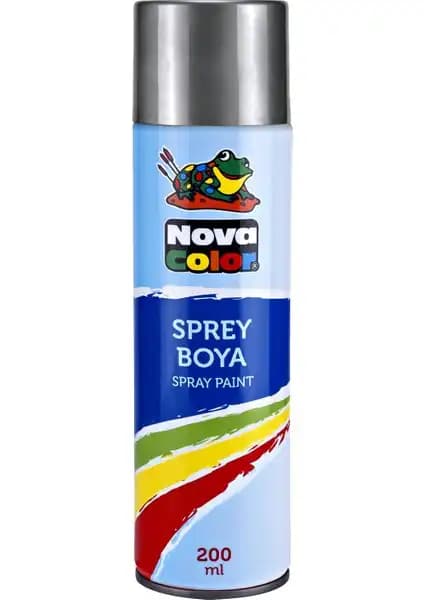 Nova Color Sprey Boya 200ML Gümüş NC-812 Çok Yüzeyli ve Güvenli Boyama Seçeneği