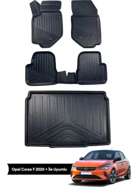 Opel Corsa F 2019-2023 İçin Özel 3D Kauçuk Oto Paspas ve Bagaj Havuzu