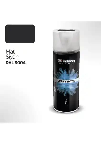 Polisan Plastik Yüzey Mat Siyah Sprey Boya 400 ml RAL 9004 - Dayanıklı ve Estetik Uygulama