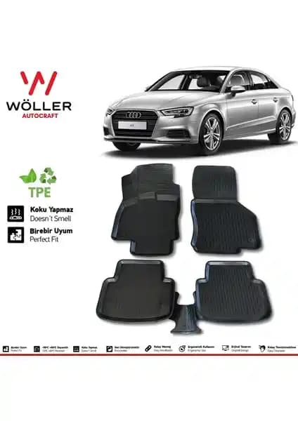 Wöller Audi A3 Sedan 2012-2021 İçin Özel Tasarlanmış 3D Havuzlu Paspaslar