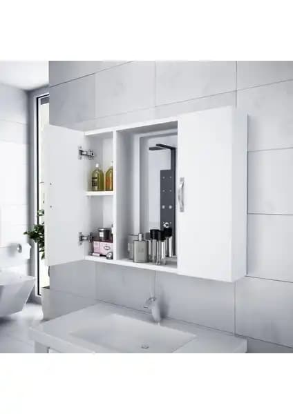 Alesta Life Beyaz Aynalı Banyo Dolabı Modern Tasarım ve Pratik Kullanım Özellikleri