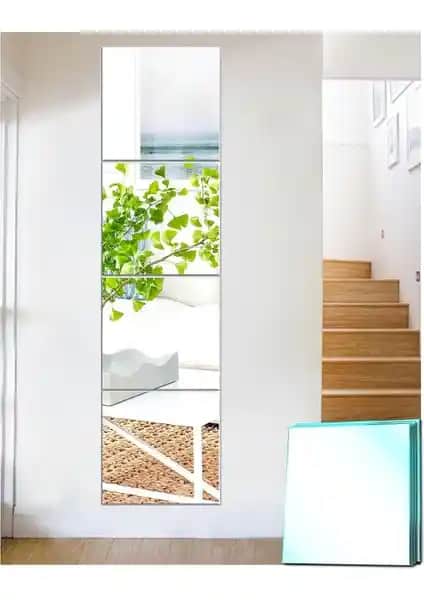 Cg Home 20x20 Kare 4'lü Rodajlı 4mm Şişecam Dekoratif Yapışkanlı Ayna Seti