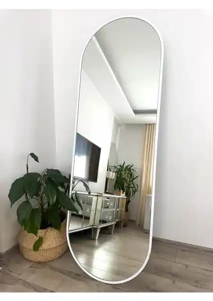 Effe Yapı Dekor Beyaz Metal Çerçeveli Elips Model Ayaklı Boy Aynası: Modern ve Dayanıklı Tasarım