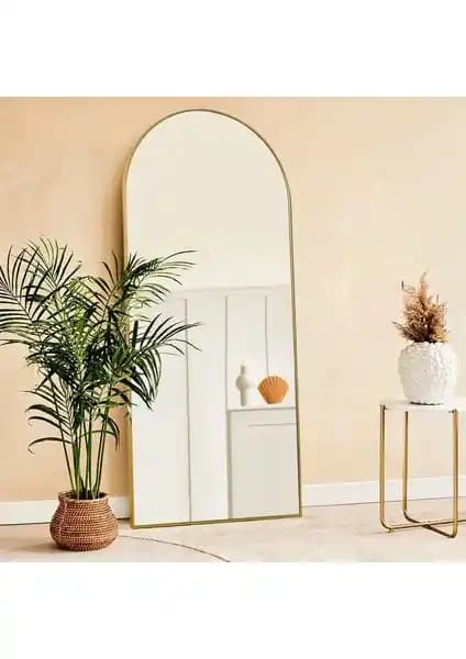 Ersan Dizayn 70x180 cm Gold Oval Ayaklı Metal Ayna Modern Dekorasyon İçin