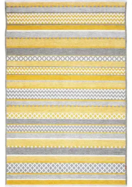 My Home İskandinav Sari Renkli Çok Taraflı Modern Halı 1 cm Yükseklikli