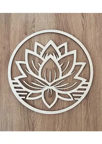 Pinevi Lotus Temalı Minimalist Ahşap Tablo Modern İç Mekanlar İçin Dekoratif Sanat Eseri