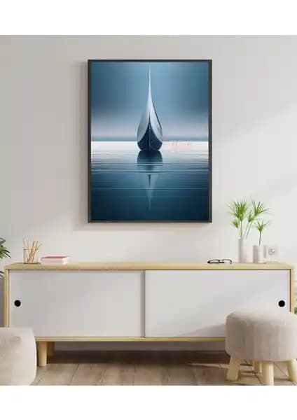 Rosa Art Metal Çerçeveli Gerçek Camlı Gemi Tablo Modern ve Dayanıklı Dekorasyon Ürünü