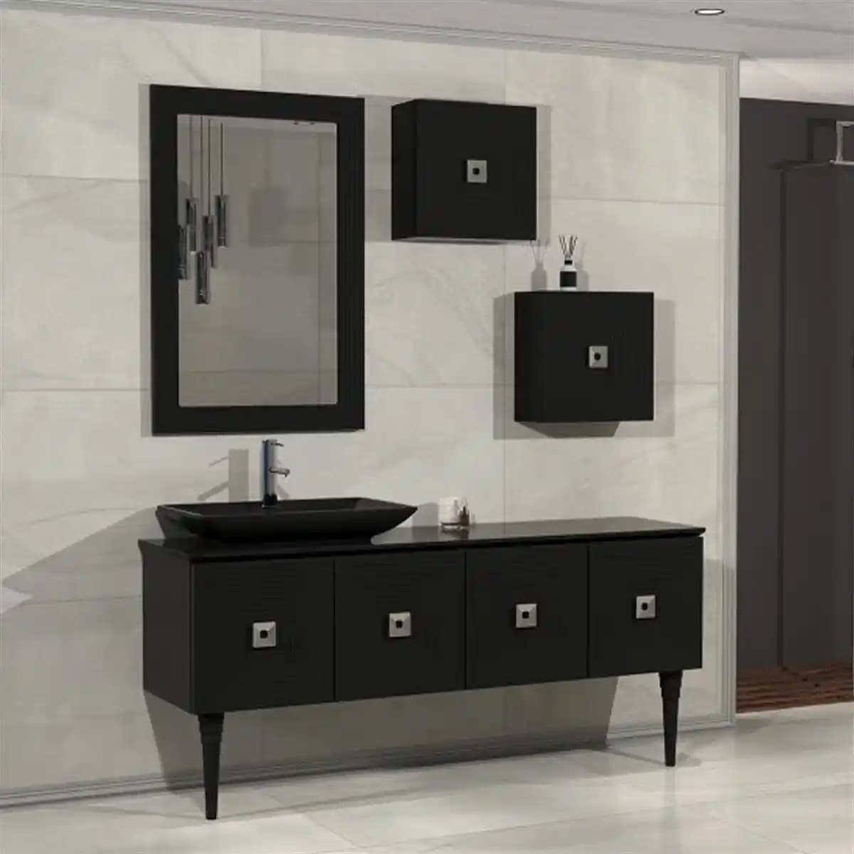 Siyah Lavabolu Banyo Dolabı ile Modern ve Şık Banyo Dekorasyonu Rehberi