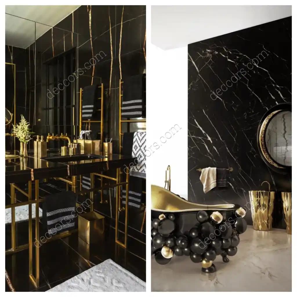 Siyah ve Gold Renklerle Modern ve Şık Banyo Dekorasyonları Rehberi