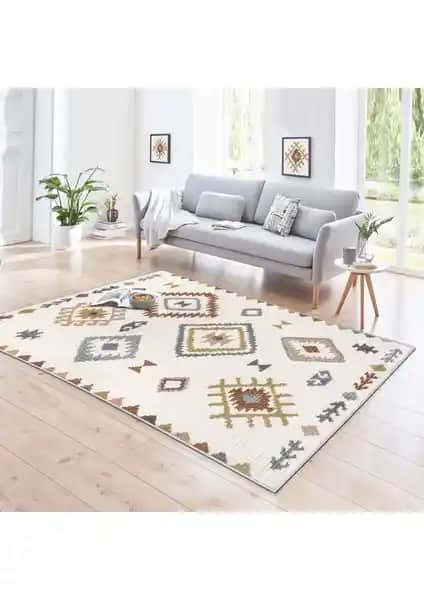 West Home Makinede Yıkanabilir Kaymaz Tabanlı Modern Salon ve Mutfak Halısı