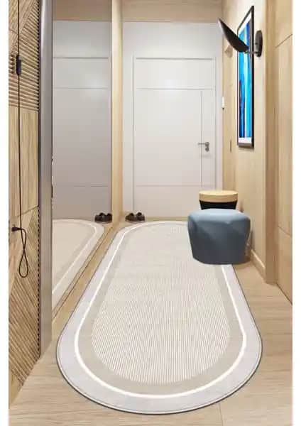 West Home Yıkanabilir Kaymaz Tabanlı Bej Salon Halısı Modern ve Pratik Kullanım İçin