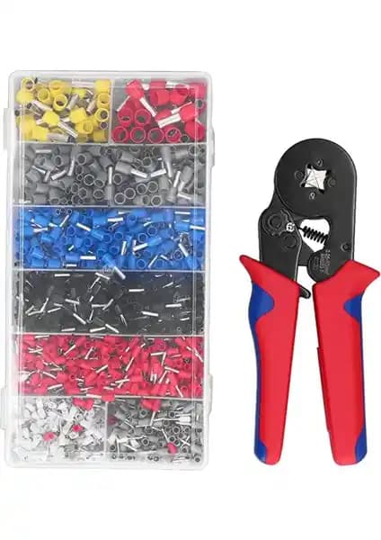 Aryuper Kamardey Kablo Yüksük Sıkma Pensesi ve İzoleli Konnektör Seti – Ayarlanabilir Sıkma