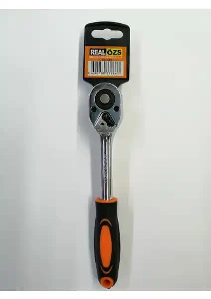 Real Özs 1266 Cırcır Lokma Kolu 3/8: 20 cm Ergonomik Saplı Krom Kaplama ve PVC Askılık