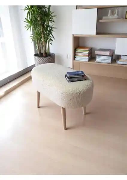 Eksen Teddy Kumaş Oval Puf ve Papuli Ahşap Ayaklı Keten Kumaş Yuvarlak Puf Karşılaştırması