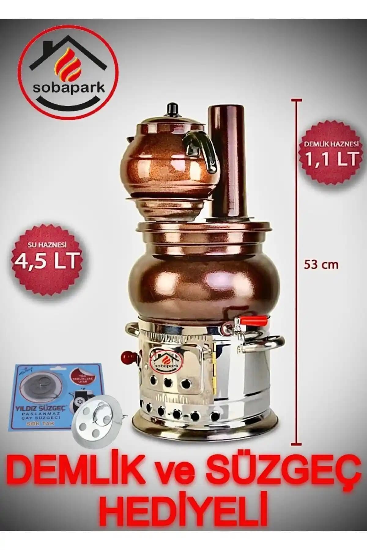 Sobapark Bakır Görünümlü Semaver: Estetik ve Dayanıklı Tasarım Çay Keyfi İçin Uygun