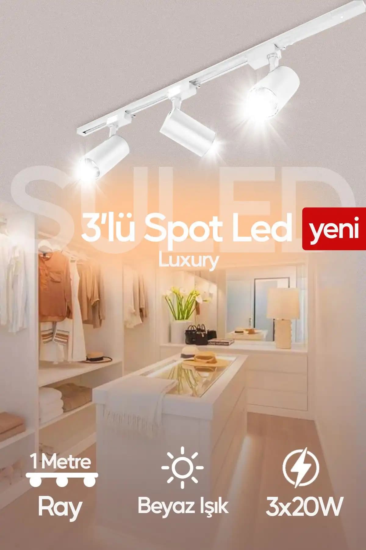 SULED Spot Işık 3'lü Set Beyaz Led Işıklı Modern İç Mekan Aydınlatma Çözümü