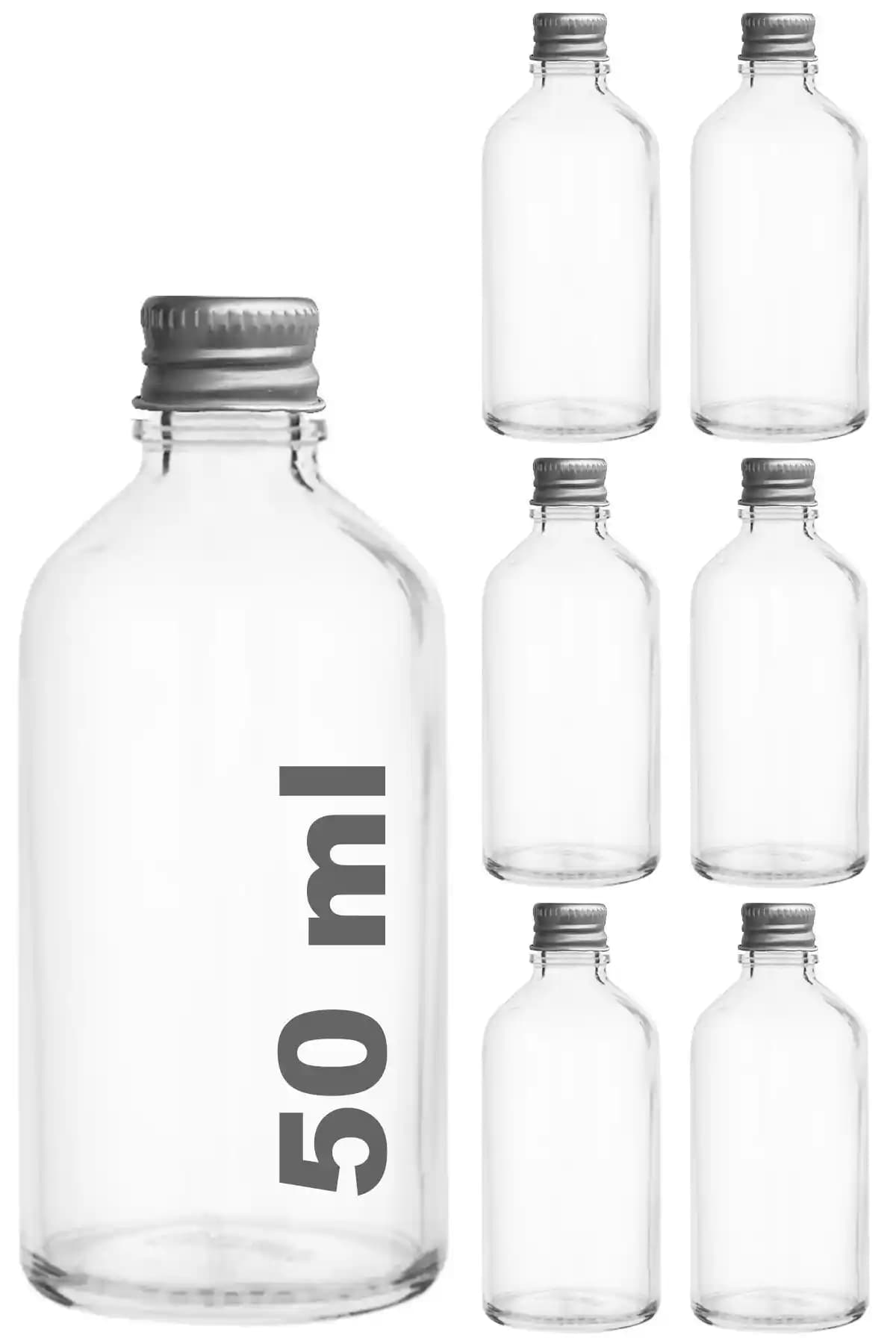 Afracam 50 ml Şeffaf Cam Şişe Metal Kapaklı Pratik ve Estetik Tasarım