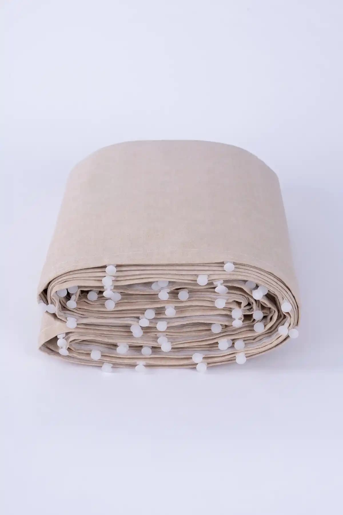 ALTINPAMUK Balkon Perdesi EnxBoy Seçenekleri Bağcıklı Düz Bej Ty801