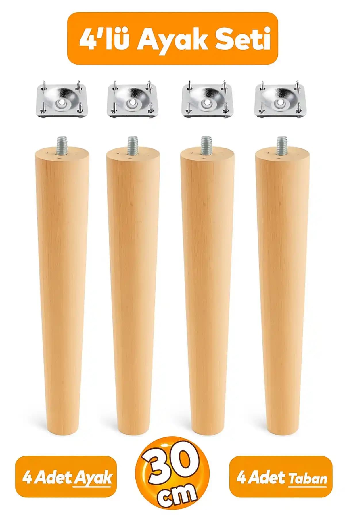 Badem10 Ahşap 30 cm Mobilya Ayakları Seti Estetik ve Kullanışlı Tasarım