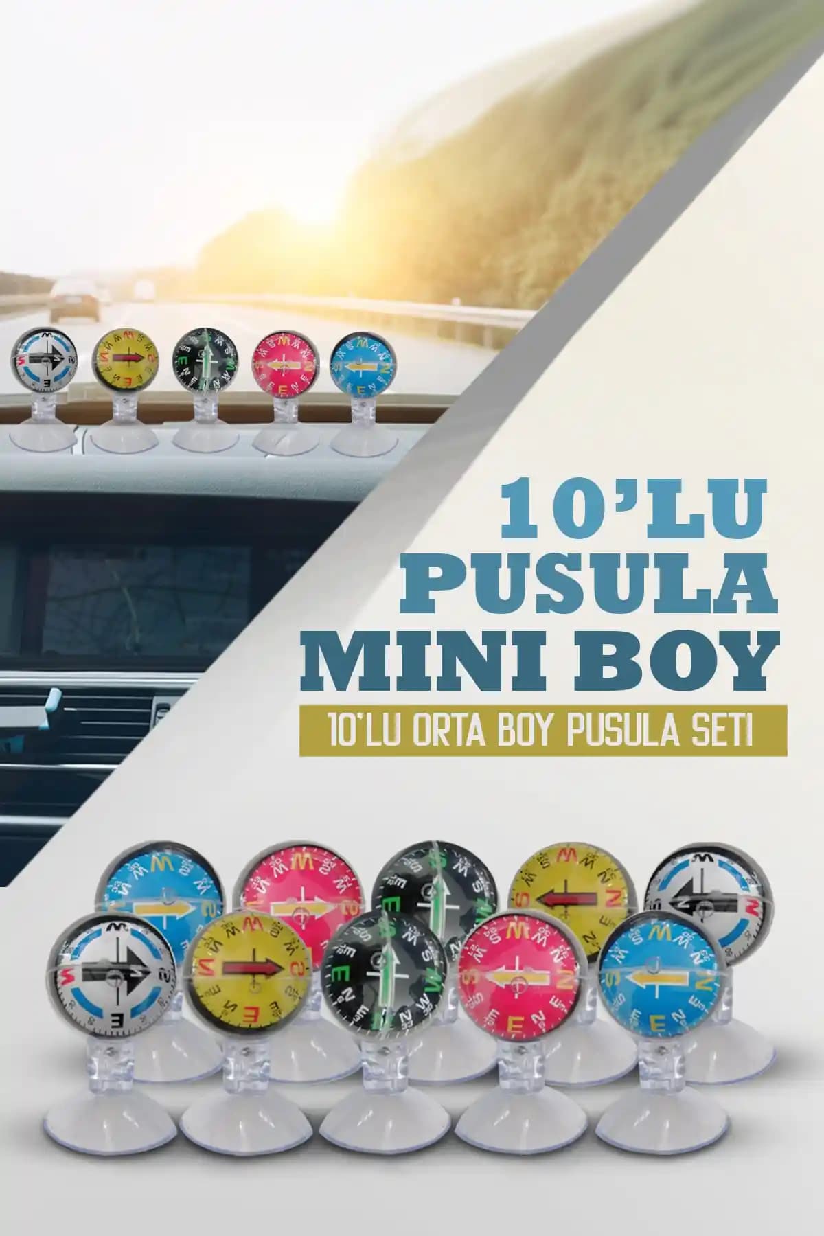 C9 Araç İçi Vantuzlu Renkli Mini Pusula Seti: Dayanıklı ve Çok Yönlü Navigasyon Çözümü