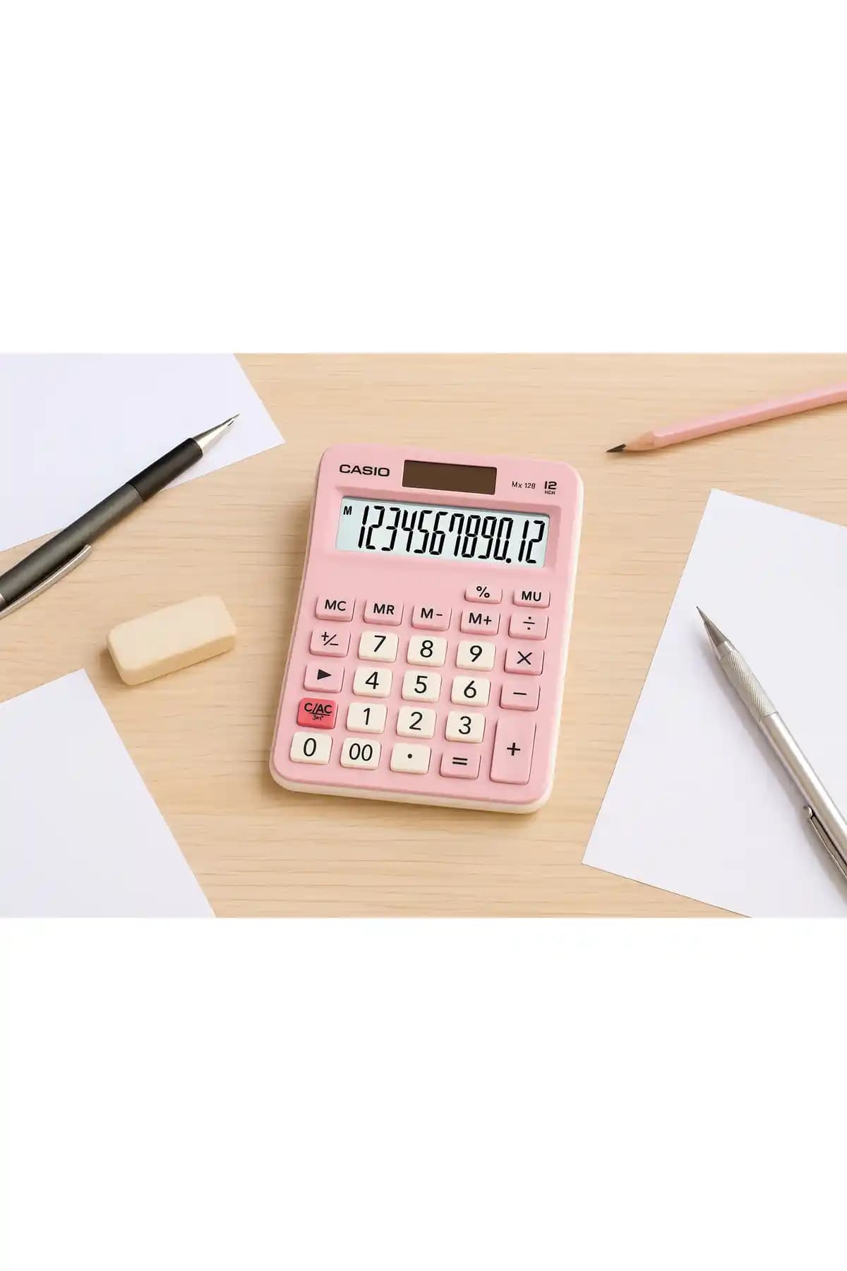 Casio MX-12B-Pk Masaüstü Hesap Makinesi 12 Hane Pembe Renkli Çalışma ve Tasarım Özellikleri
