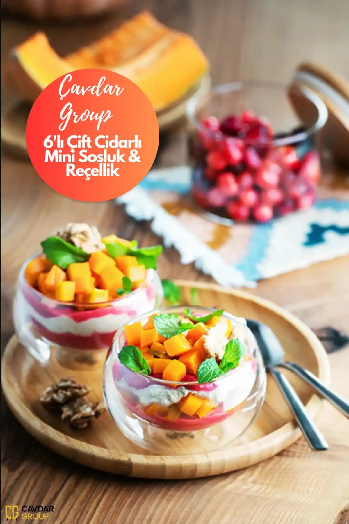 Çavdar Group 6'lı Çift Cidarlı Mini Sosluk ve Reçellik Seti Şık ve Fonksiyonel Tasarım