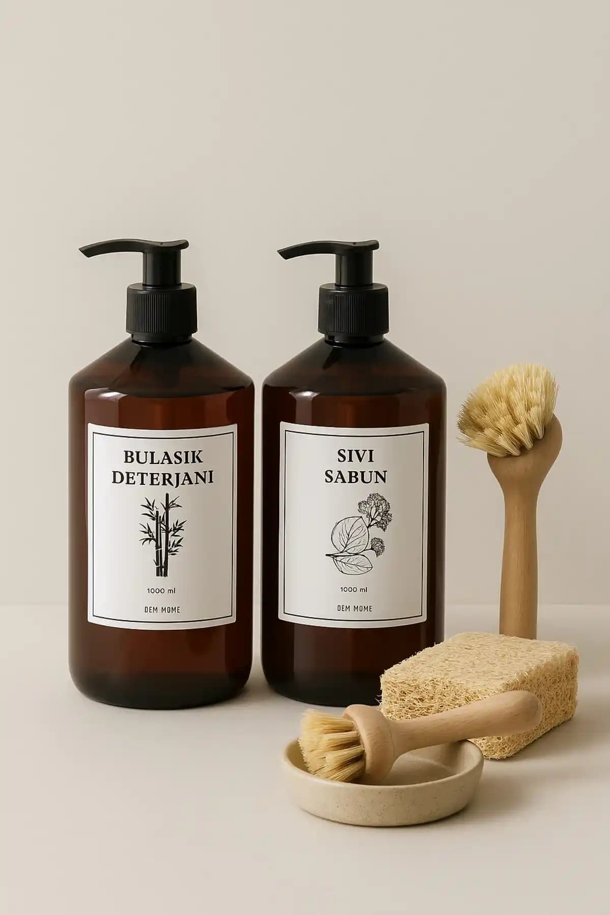 Dem Home Amber Cam Görünümlü Plastik Şişe Seti ile Temizlik ve Dekorasyon Uyumunu Yakalayın