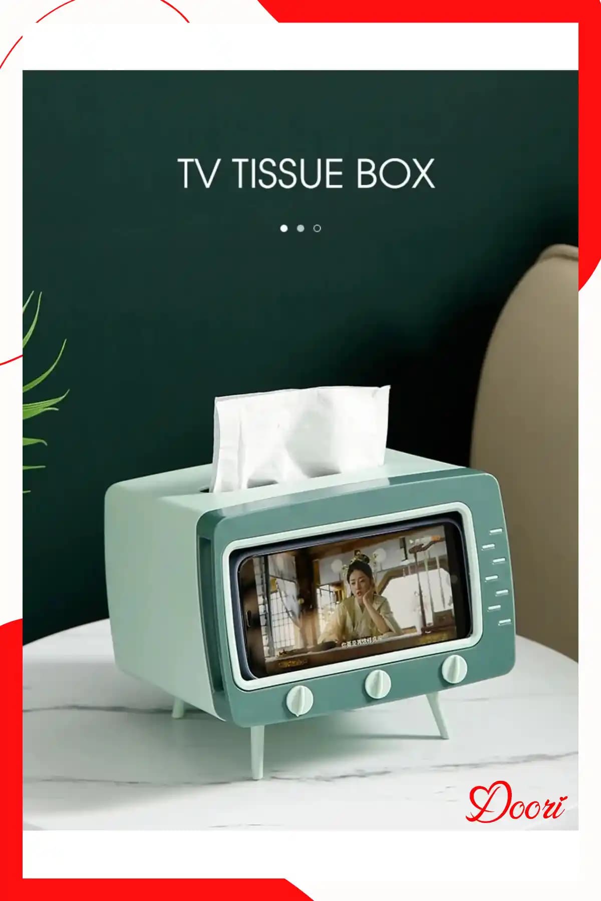 Doori Marka Retro Tasarımlı Çok Fonksiyonlu Masaüstü Peçetelik ve Telefon Tutucu