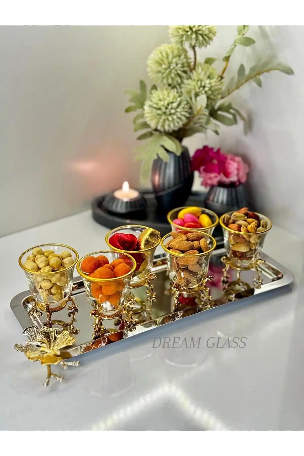 Dream Glass 6 Kişilik Gold Çok Amaçlı Lokumluk Çerezlik Reçellik ve Zemzemlik