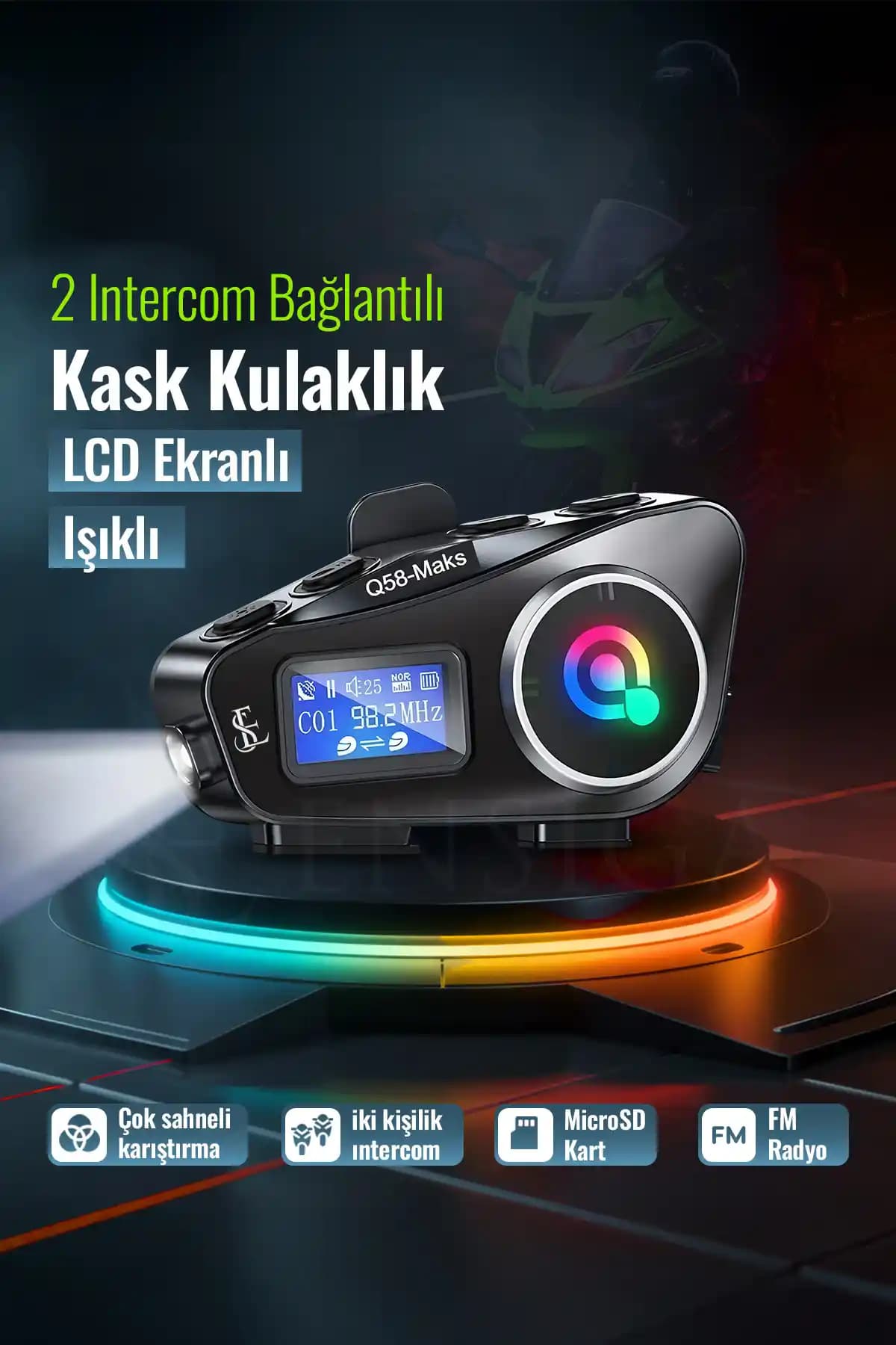 EN SİGA 2 Motorcu Kask Kulaklığı Bluetooth 5.3 FM Radyo Su Geçirmez Çok Fonksiyonlu