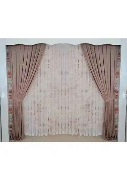 Figen Perde Bronz Renk Kadife Çift Kanat Perde 1/3 Sık Pileli Dikim Modern Tasarım