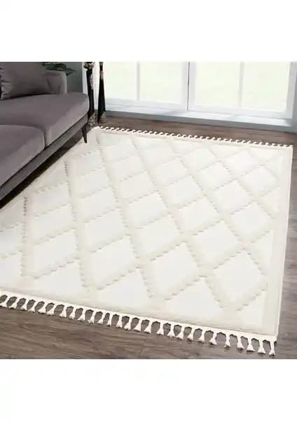 Giza Home Madu Krem Saçaklı Dokuma Halı Modern ve Şık Oturma Odası Dekorasyonu İçin