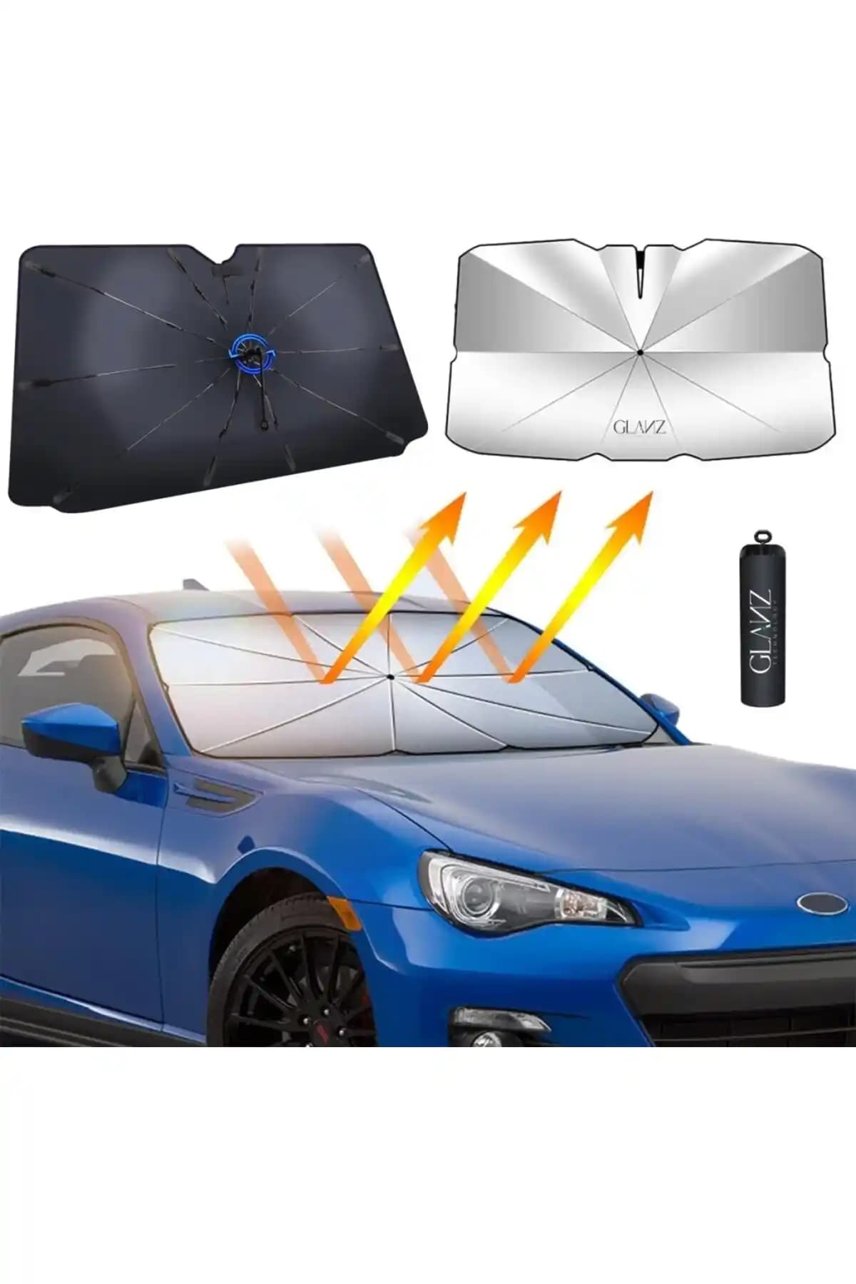 Glanz Premium Güneşlik Şemsiye Tesla ve Lüks Araçlar İçin Pratik Güneş Koruyucu