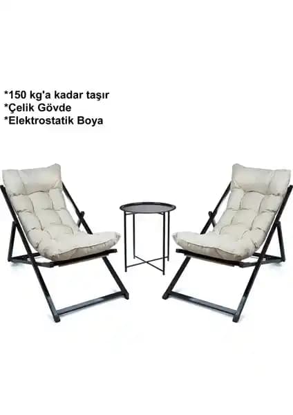 Hastunç Minderli Cora Şezlong Seti Bahçe ve Teraslar İçin Dayanıklı ve Şık Tasarım