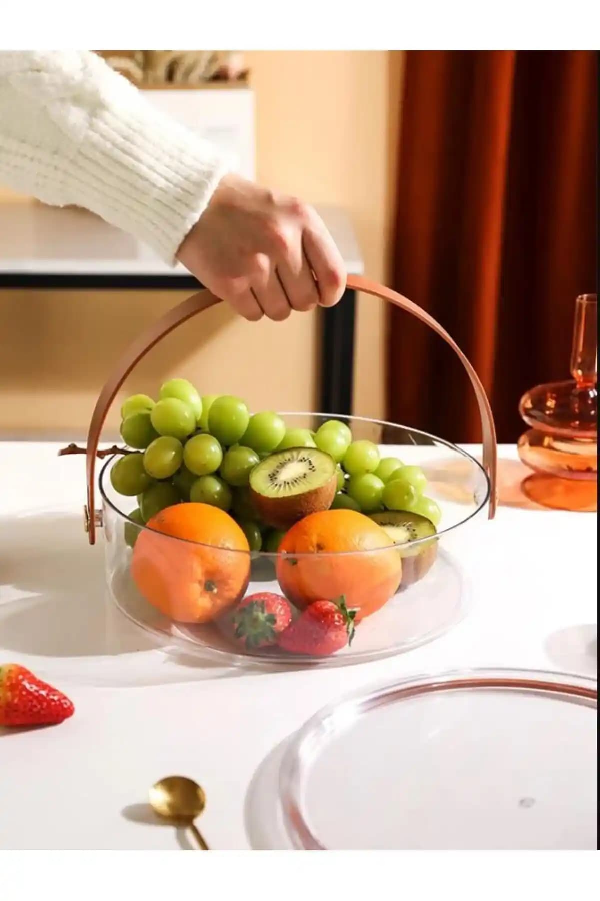 Hayveys Kulplu Yuvarlak Meyvelik Sunumluk Modern ve İşlevsel Tasarımıyla Mutfaklara Şıklık Katar