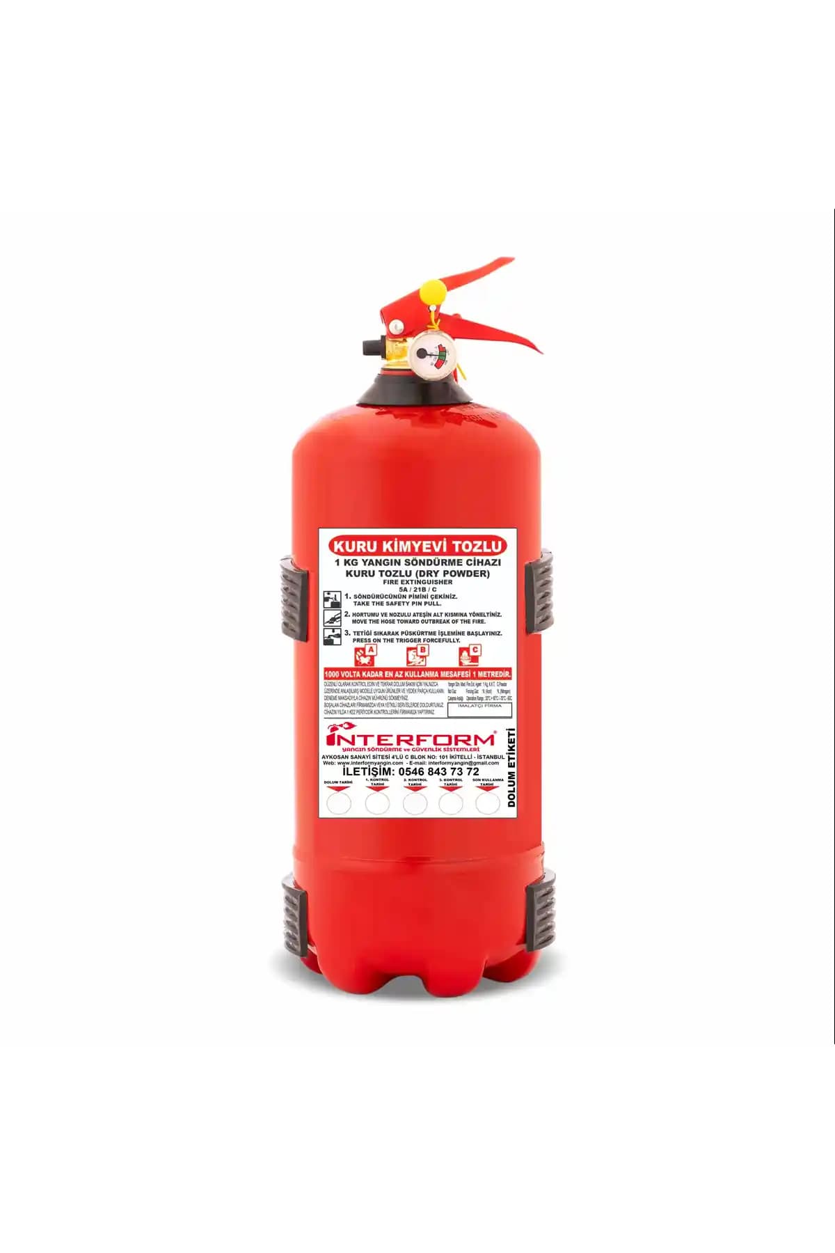 İnterform 1 KG ABC Kuru Kimyeli Tozlu Yangın Tüpü Güvenilir ve Pratik Yangın Güvenliği Çözümü