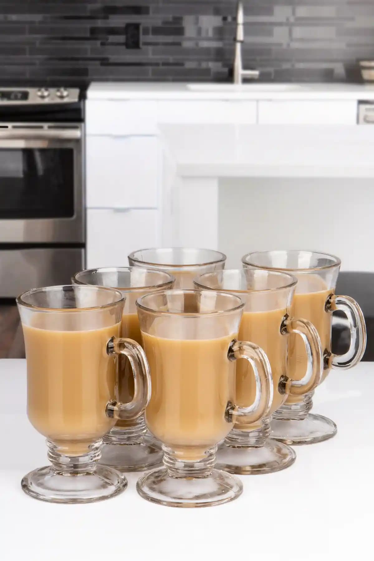 Karçiçeği Home Irish Model Latte Bardak Seti 6 Adet Ayaklı ve Kulplu Cam Bardaklar