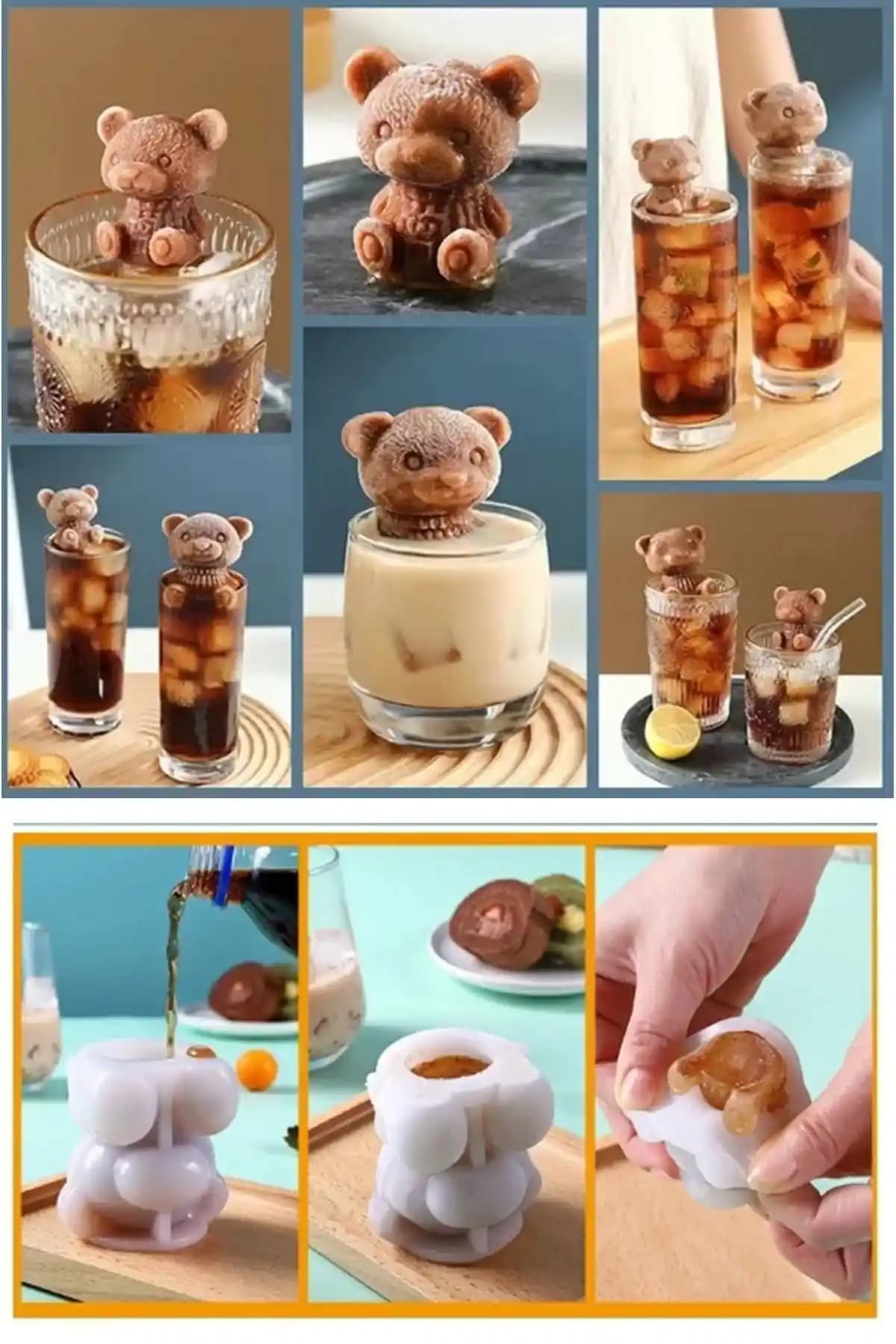 Kaşbaşı Home Silikon Ayı Şekilli Buz Kalıbı Pratik ve Eğlenceli Mutfak Gereci