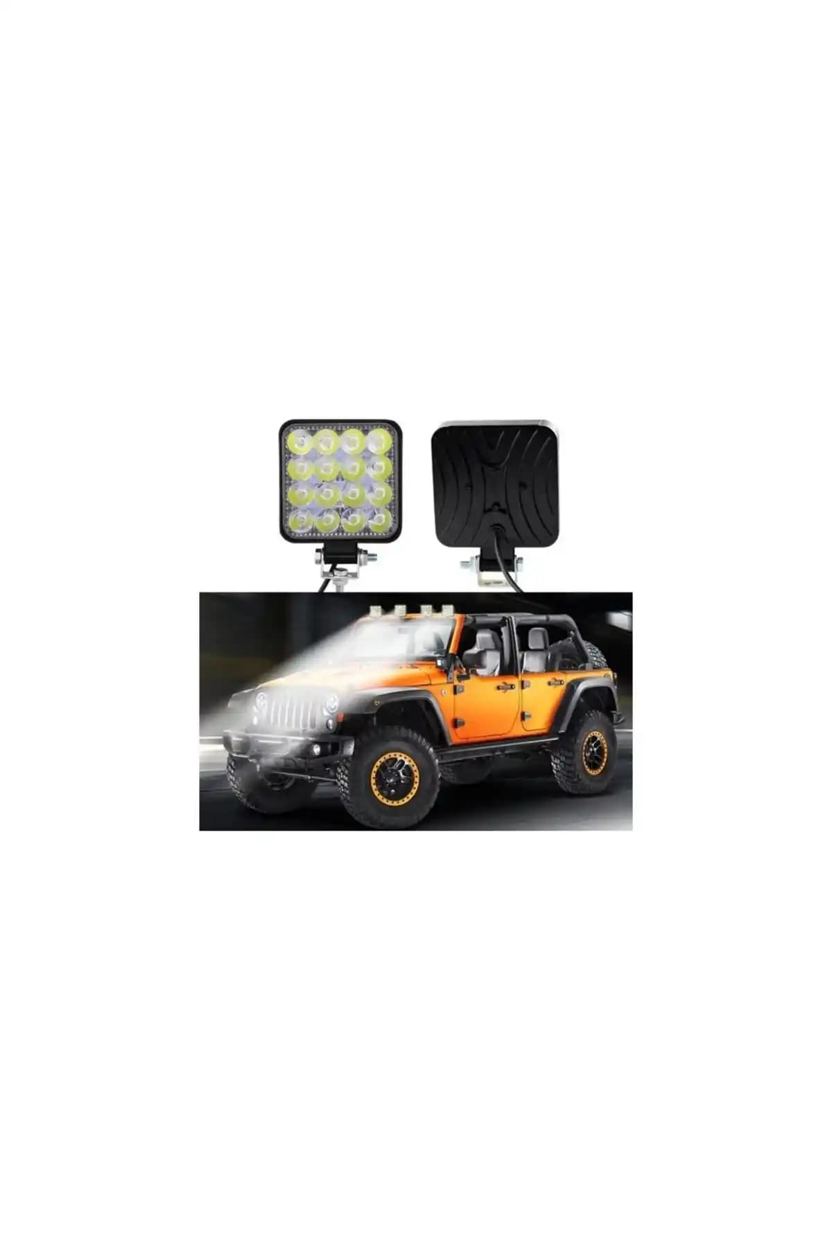 Kgn Off Road Sis Farı 16 LED Kare Çalışma Lambası Dayanıklı ve Yüksek Performanslı