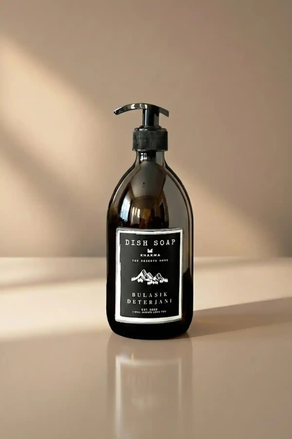 KHAKMA Modern Amber Cam Bulaşık Deterjanı Şişesi: Şıklık ve İşlevselliğin Birleşimi
