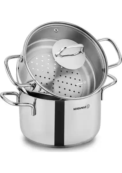 Korkmaz Perla 24x15.2 cm Kuskus Tencere Seti: Dayanıklı ve Şık Mutfak Gereçleri
