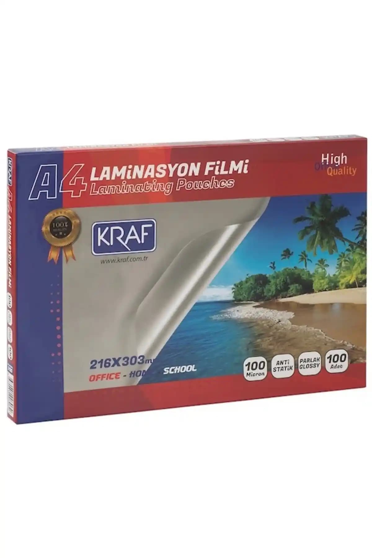 Kraf Laminasyon Filmi Parlak A4 100 Mikron 100'lü Güvenli ve Dayanıklı Belge Koruma