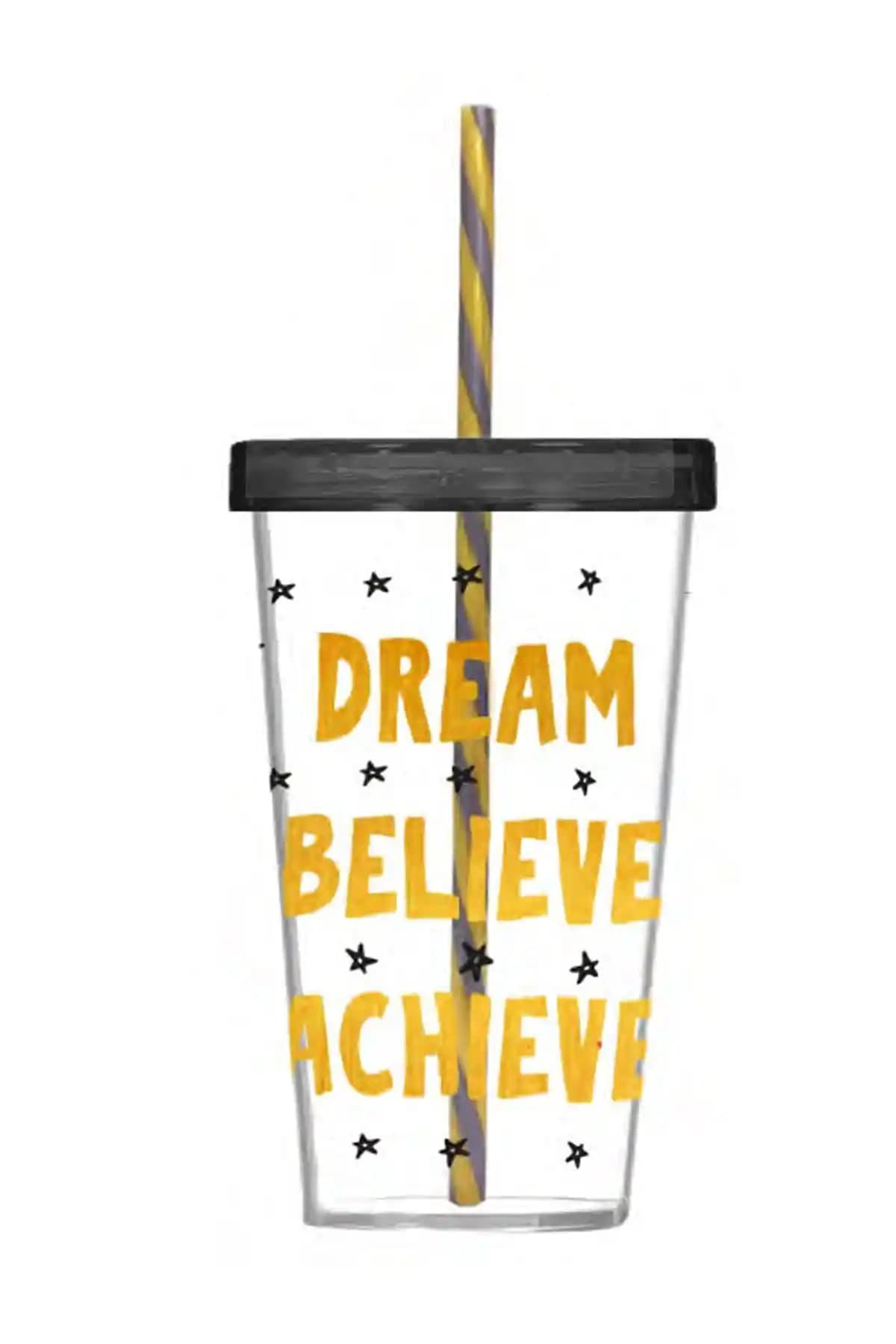 Krommet Desenli Pipetli Bardak 660 cc Şık ve Dayanıklı Plastik İçin Uygun Tasarım