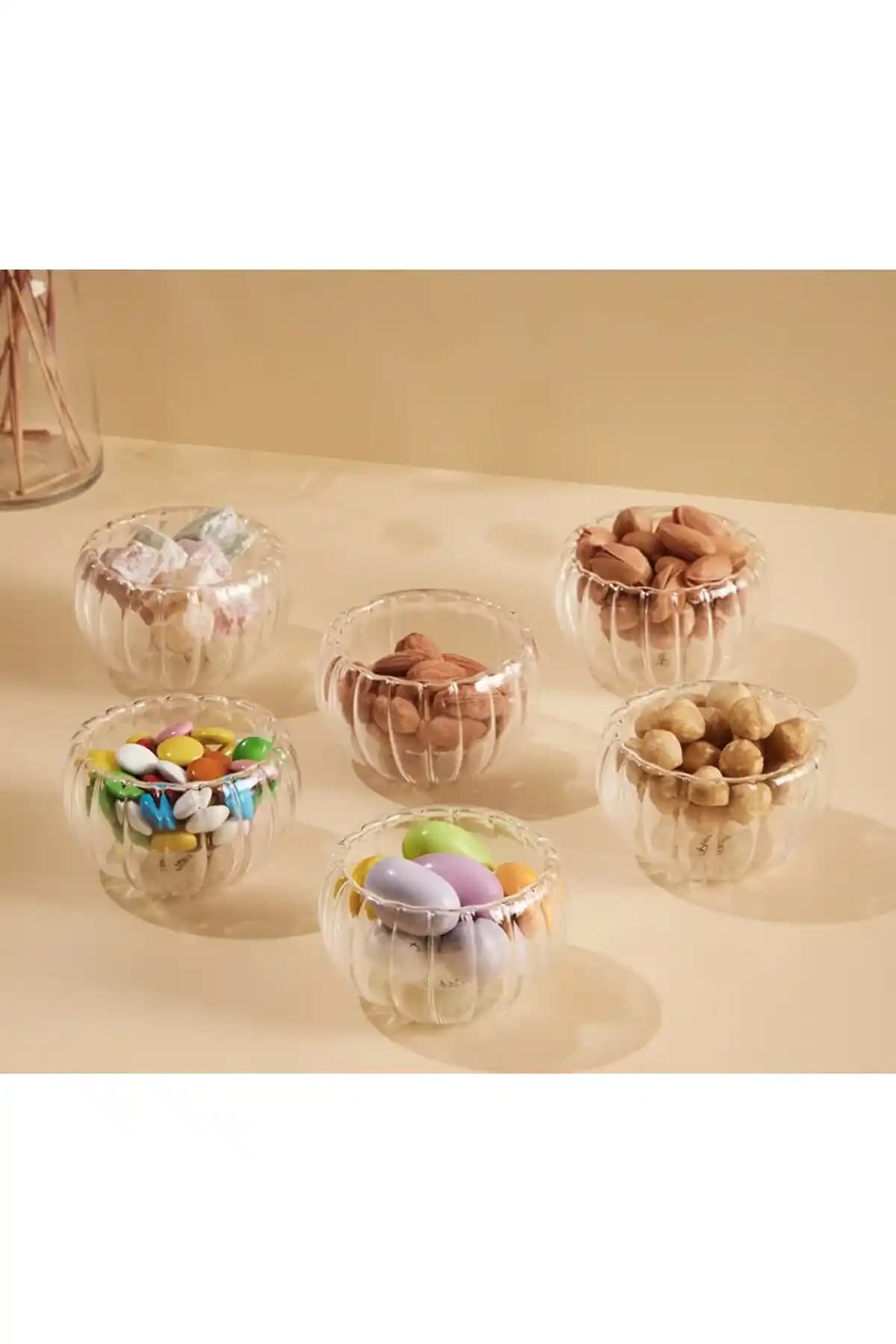 M Mimoza Park 6 Adet Çift Cidarlı Sosluk ve Meze Kabı Seti Şık ve Pratik Mutfak Gereçleri