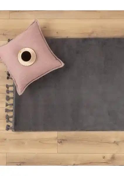 Madame Coco Carol Saçaklı Halı Antrasit Renk Modern ve Dayanıklı Tasarım