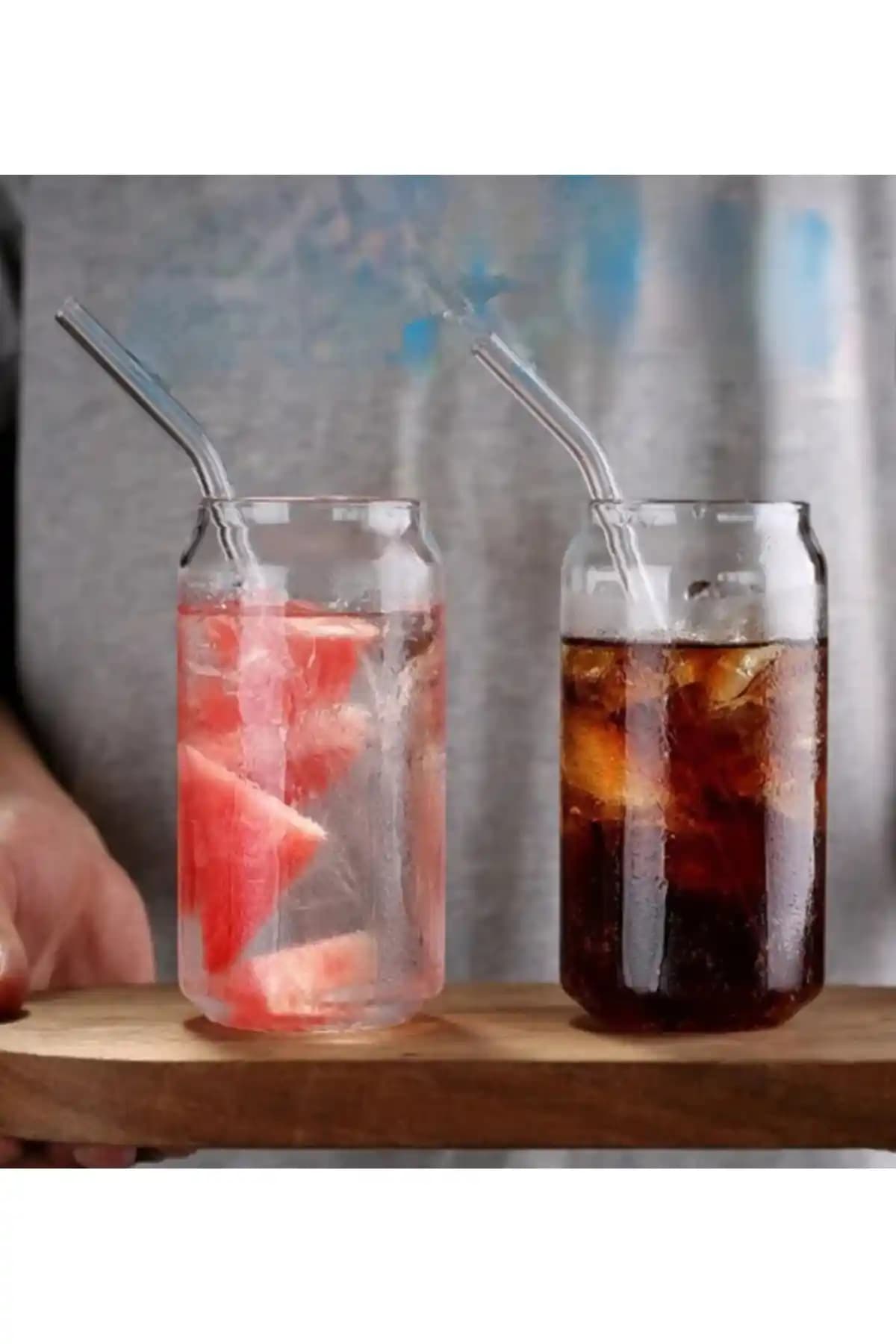 Mimoza Park 2'li Cam Bardak ve Pipet Seti Şık ve Dayanıklı Tasarım