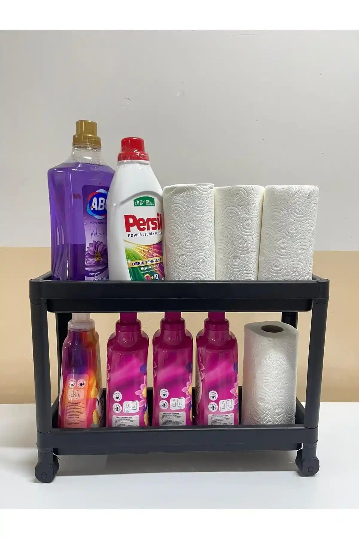 Minty Life Tekerlekli Vesken Siyah Çok Katlı Lavabo Altı Mutfak Banyo Düzenleyici Ünitesi