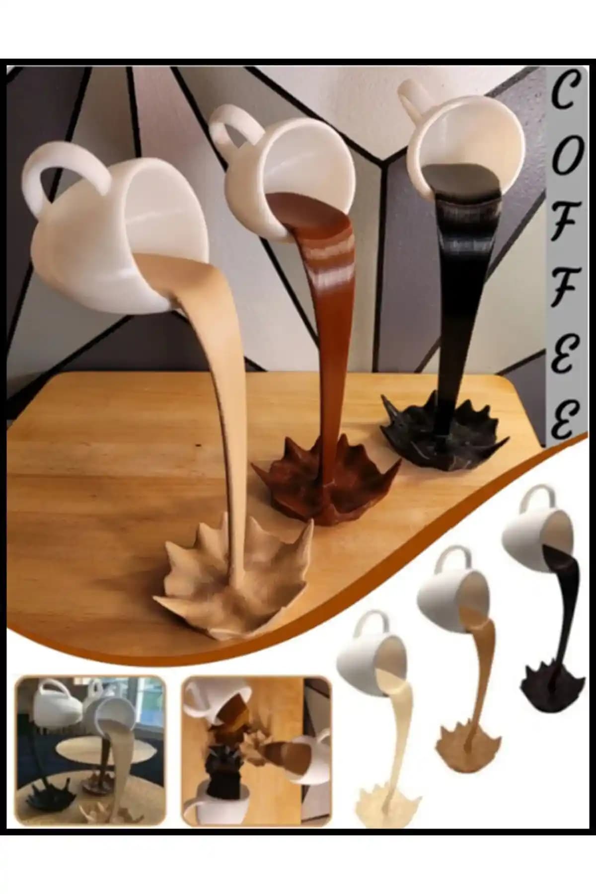 Modern ve Şık 3D Baskı Dökülen Bardak Dekor 25 cm İçecek Sunumu İçin Uygun