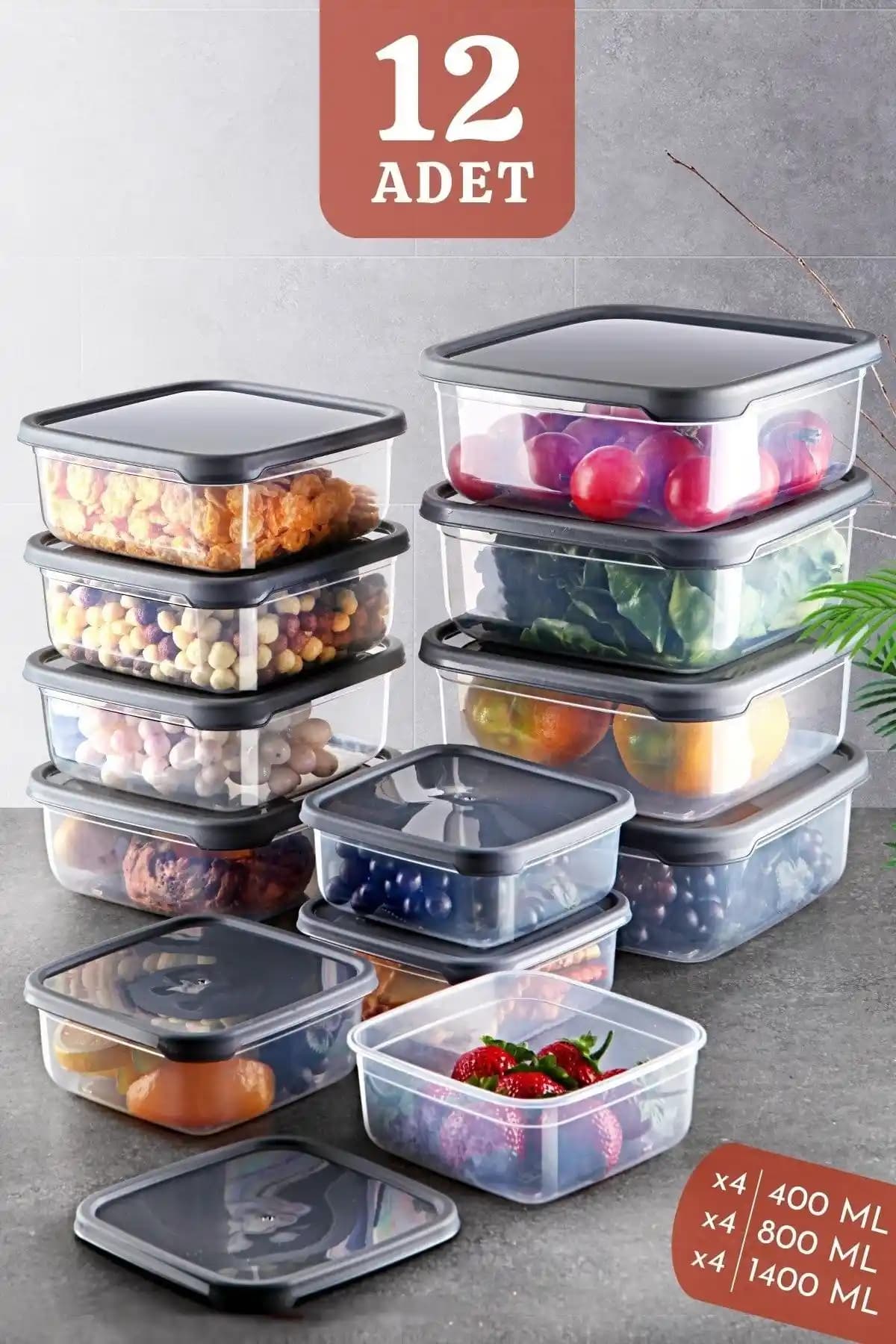 Nandy Home 12'li Embox Kare Gıda Saklama Kabı Seti Günlük Kullanım İçin Uygun