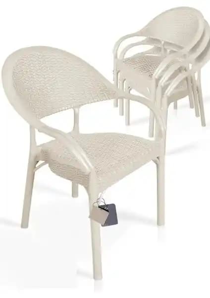 Nar Sokağı Bambu Rattan Dış Mekan Sandalye Seti 4'lü Bahçe ve Teras Mobilyası